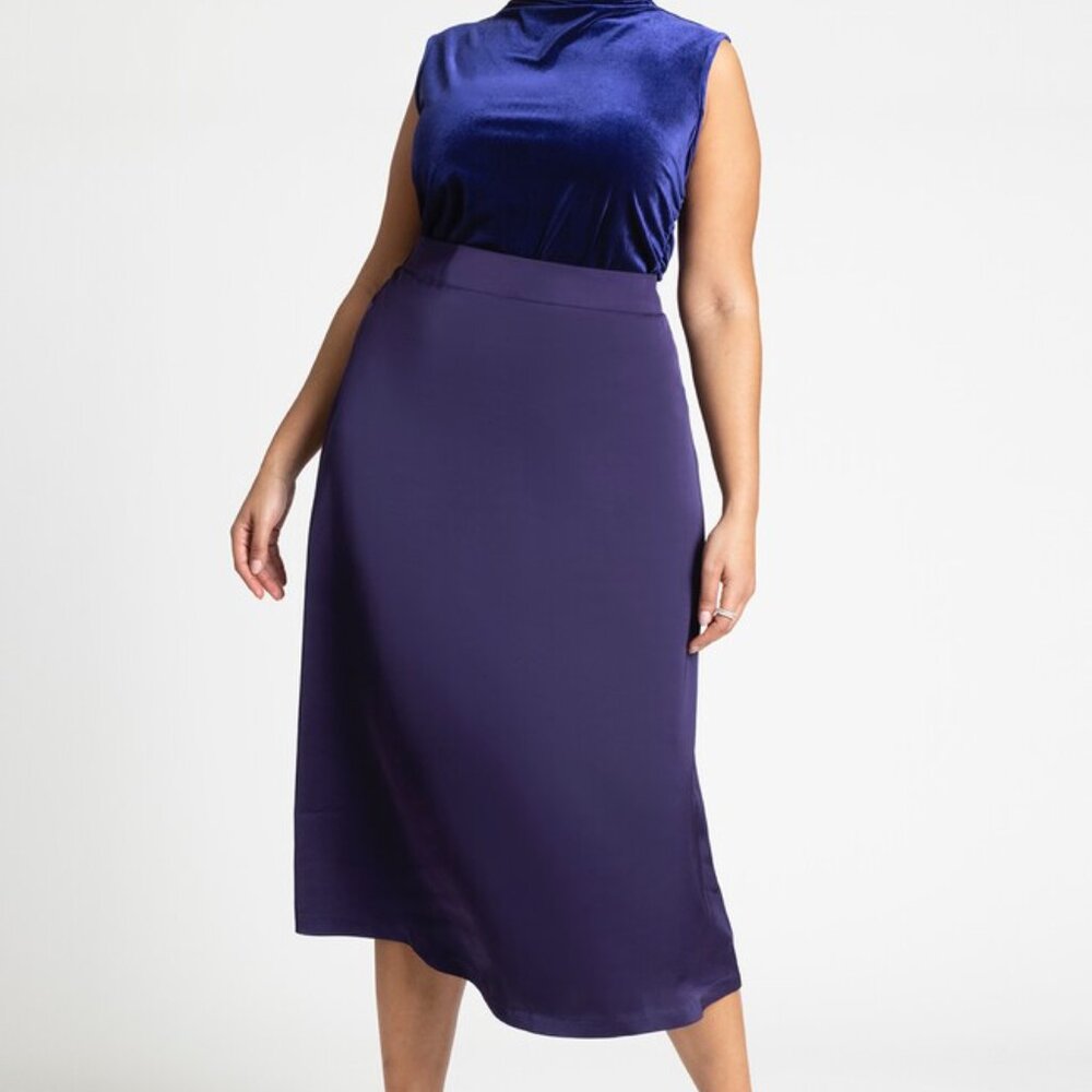 Eloquii Long Satin Midi Skirt Size 16